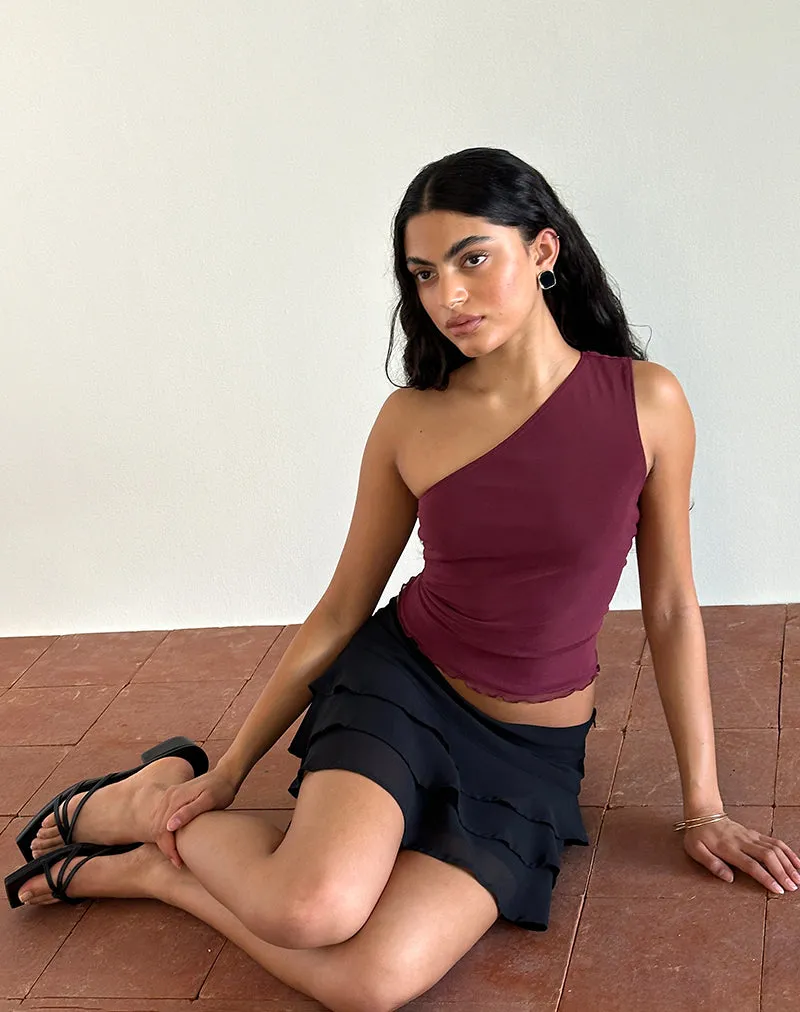 Rhian One Shoulder Top in Mesh Maroon sold by Motel Rocks product image thumbnail 5
