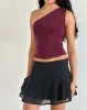 Rhian One Shoulder Top in Mesh Maroon sold by Motel Rocks