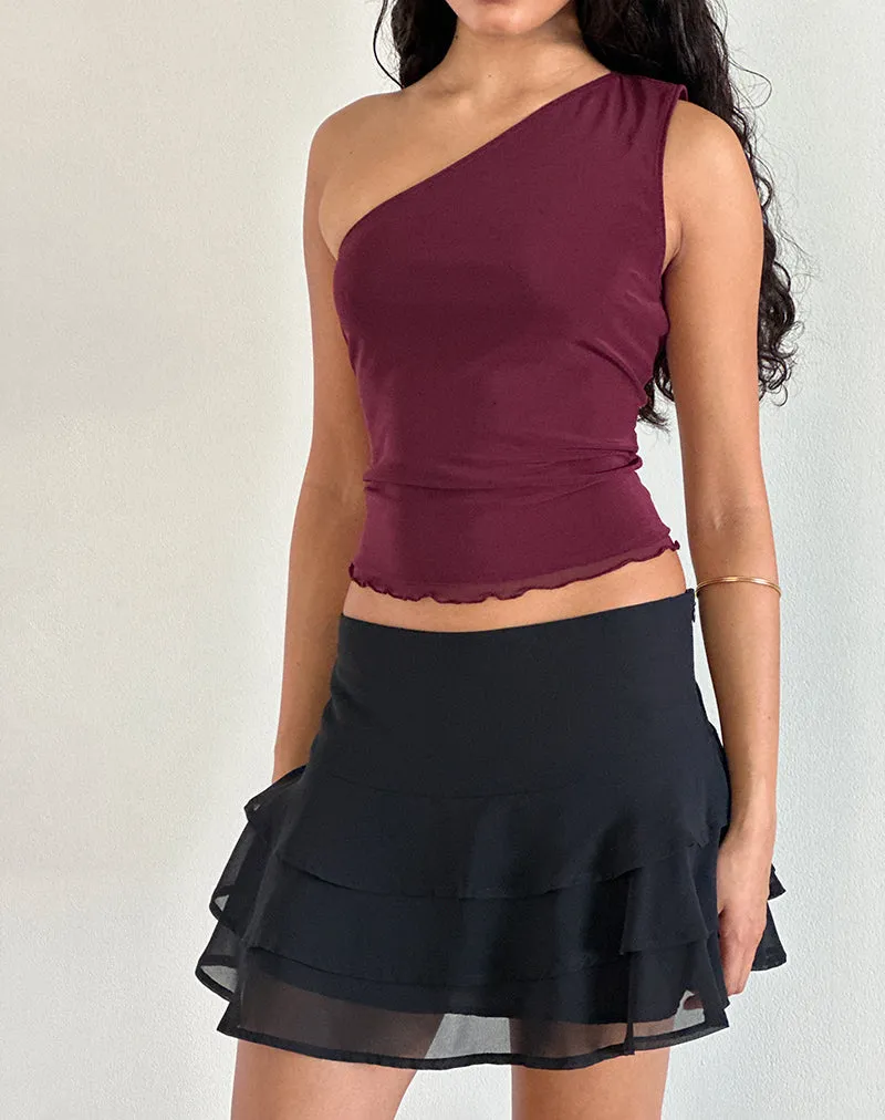 Rhian One Shoulder Top in Mesh Maroon sold by Motel Rocks product image thumbnail 3