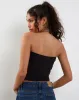 Shae Bandeau Top in Black with Pink Flower Placement sold by Motel Rocks