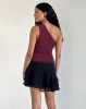 Rhian One Shoulder Top in Mesh Maroon sold by Motel Rocks