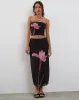 Shae Bandeau Top in Black with Pink Flower Placement sold by Motel Rocks