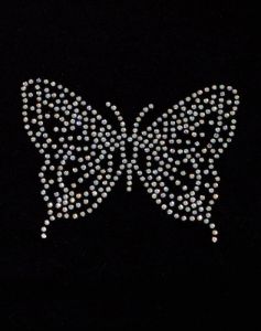 Tiney Crop Tee in Black Butterfly Hotfix sold by Motel Rocks