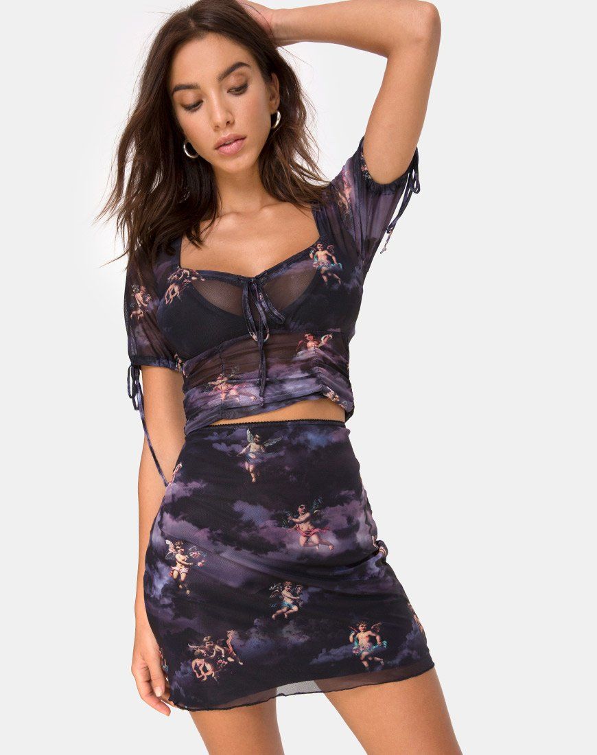 Kinnie Mini Skirt in Dark Angel Mesh sold by Motel Rocks product image thumbnail 2