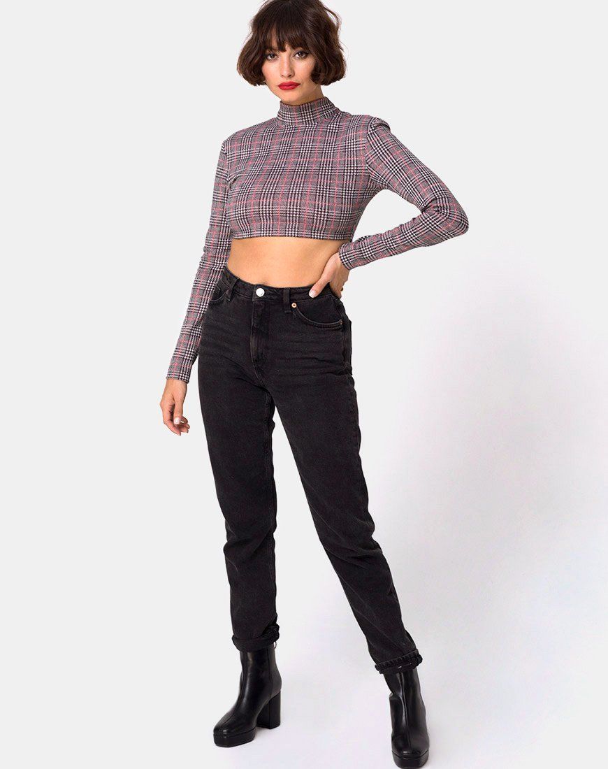Laretta Crop Top in Charles Check Blush sold by Motel Rocks product image thumbnail 3