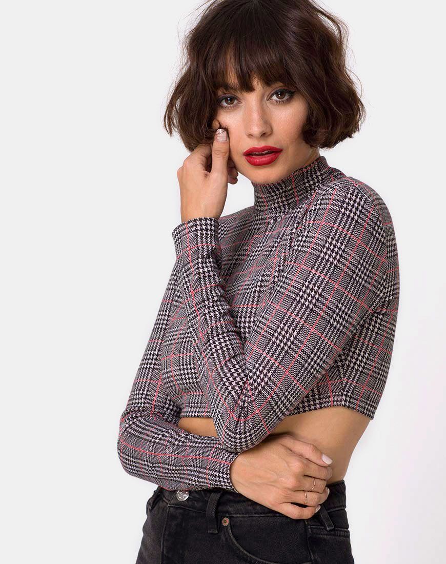 Laretta Crop Top in Charles Check Blush sold by Motel Rocks