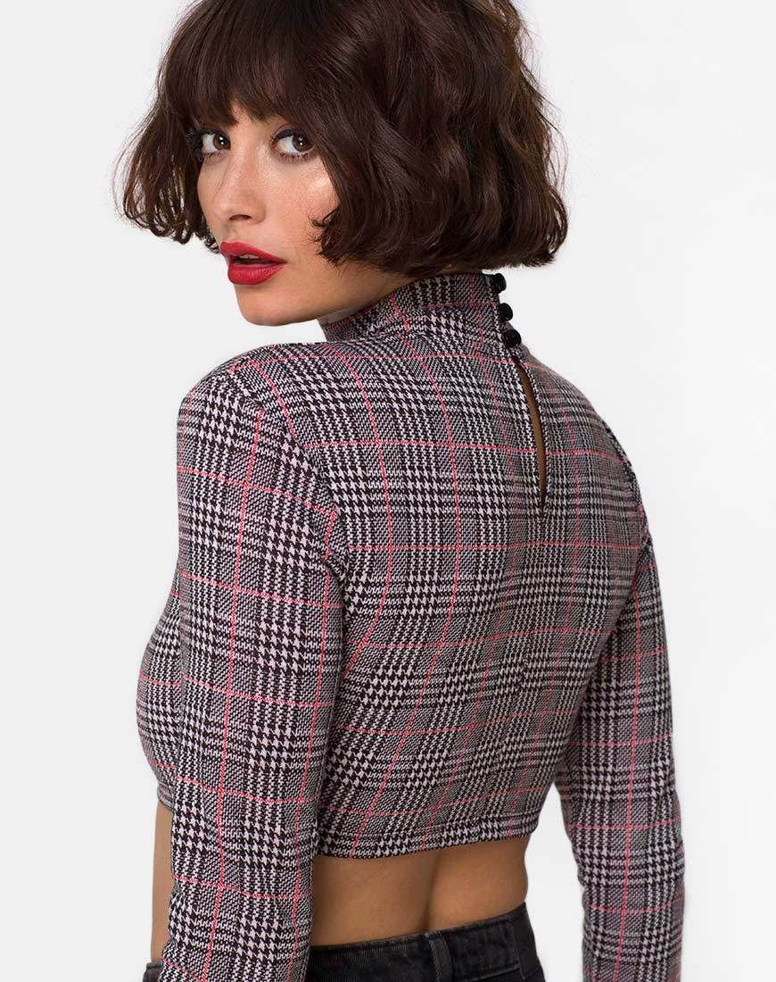 Laretta Crop Top in Charles Check Blush sold by Motel Rocks product image thumbnail 2