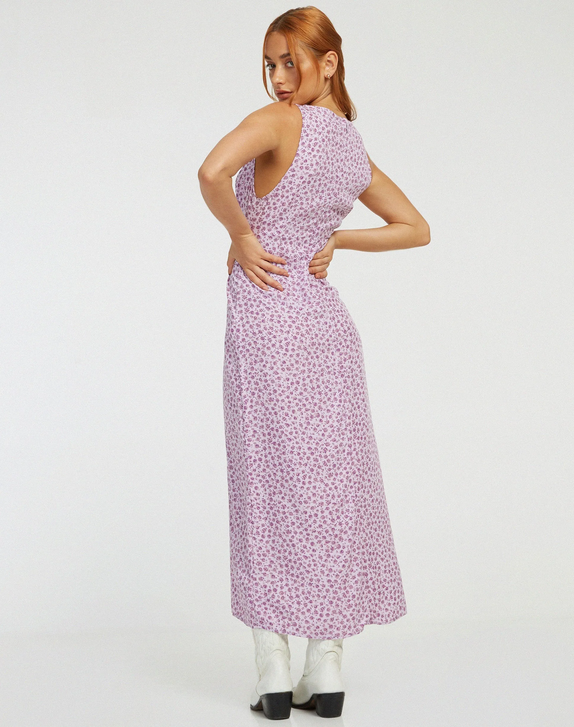 Fiaso Midi Dress in Ditsy Rose Lilac sold by Motel Rocks product image thumbnail 2