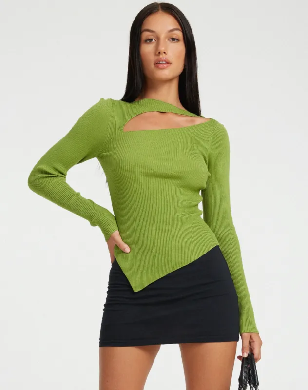 Varnia Knitted Top in Golden Lime sold by Motel Rocks