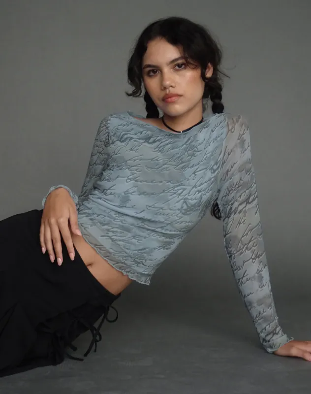 Armali Long Sleeve Top in Mesh Fluid Digi Print sold by Motel Rocks