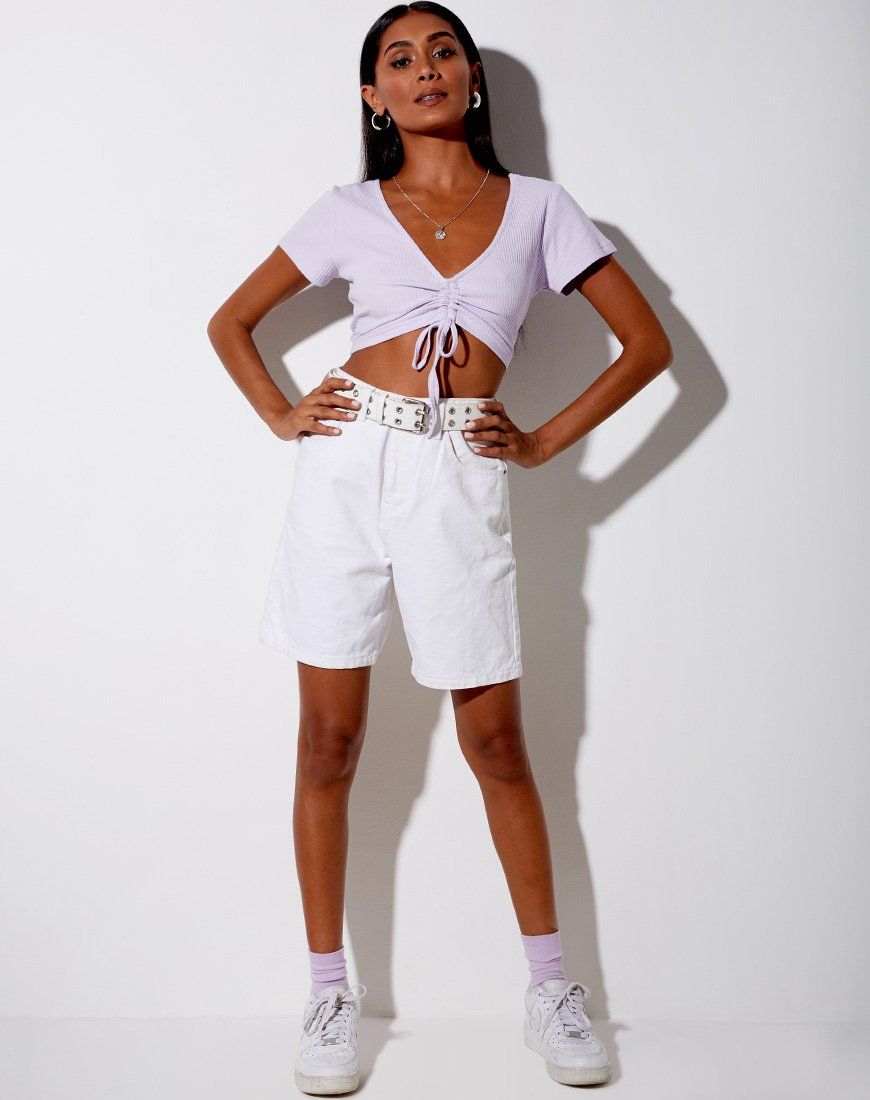 Rivera Crop Top in Rib Violet sold by Motel Rocks product image thumbnail 3