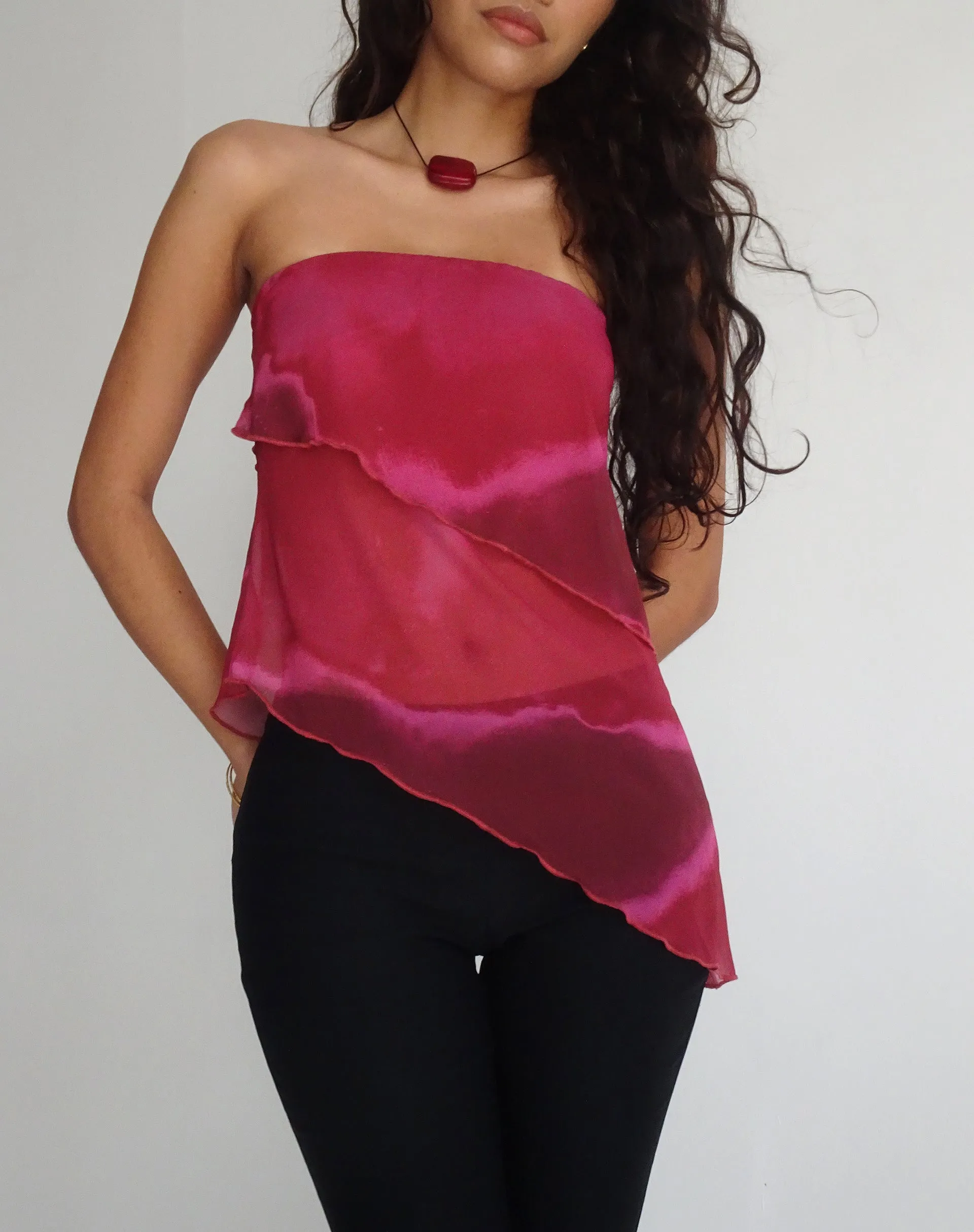 Joyce Longline Waterfall Tube Top in Plum Watercolour sold by Motel Rocks product image thumbnail 2