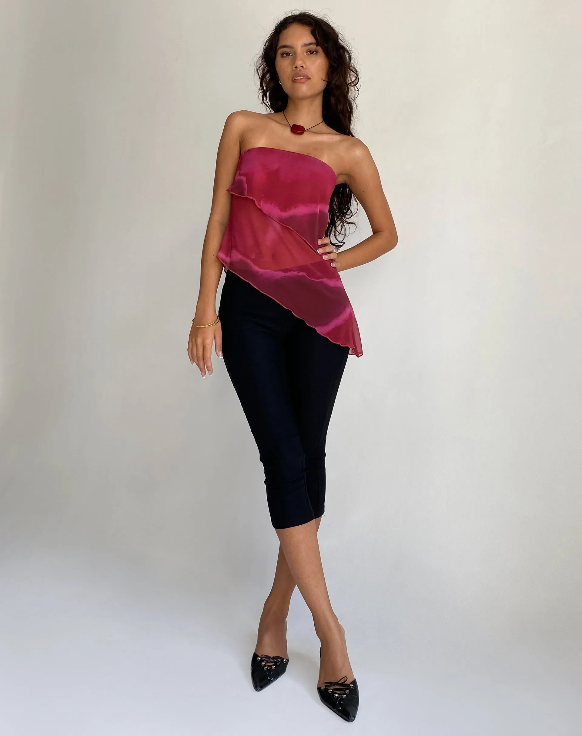 Joyce Longline Waterfall Tube Top in Plum Watercolour sold by Motel Rocks product image thumbnail 3