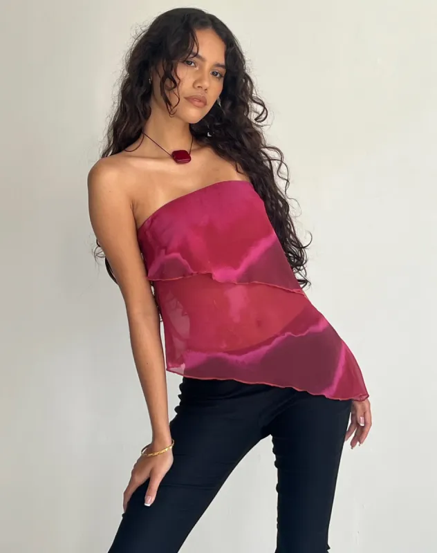 Joyce Longline Waterfall Tube Top in Plum Watercolour sold by Motel Rocks