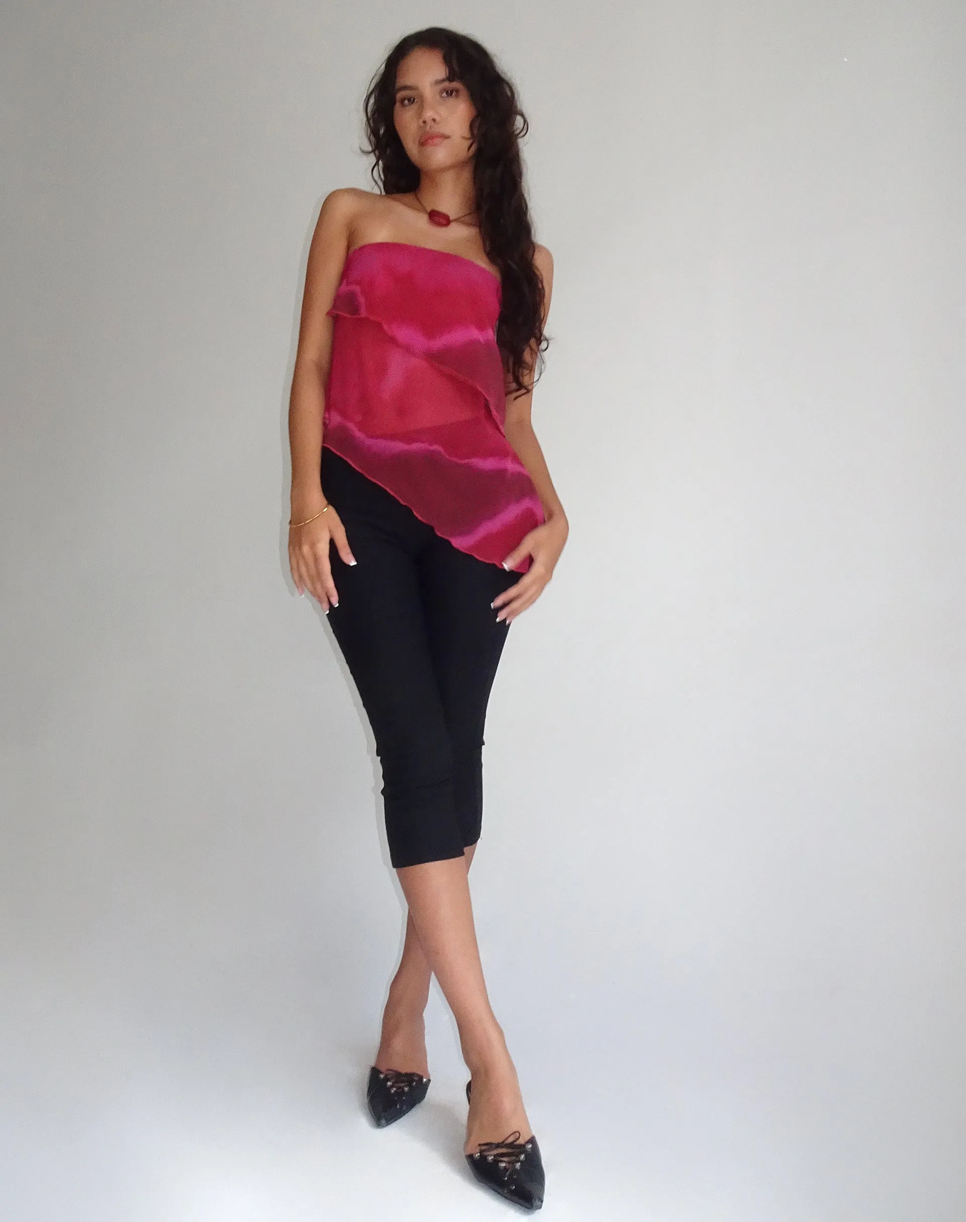 Joyce Longline Waterfall Tube Top in Plum Watercolour sold by Motel Rocks product image thumbnail 5