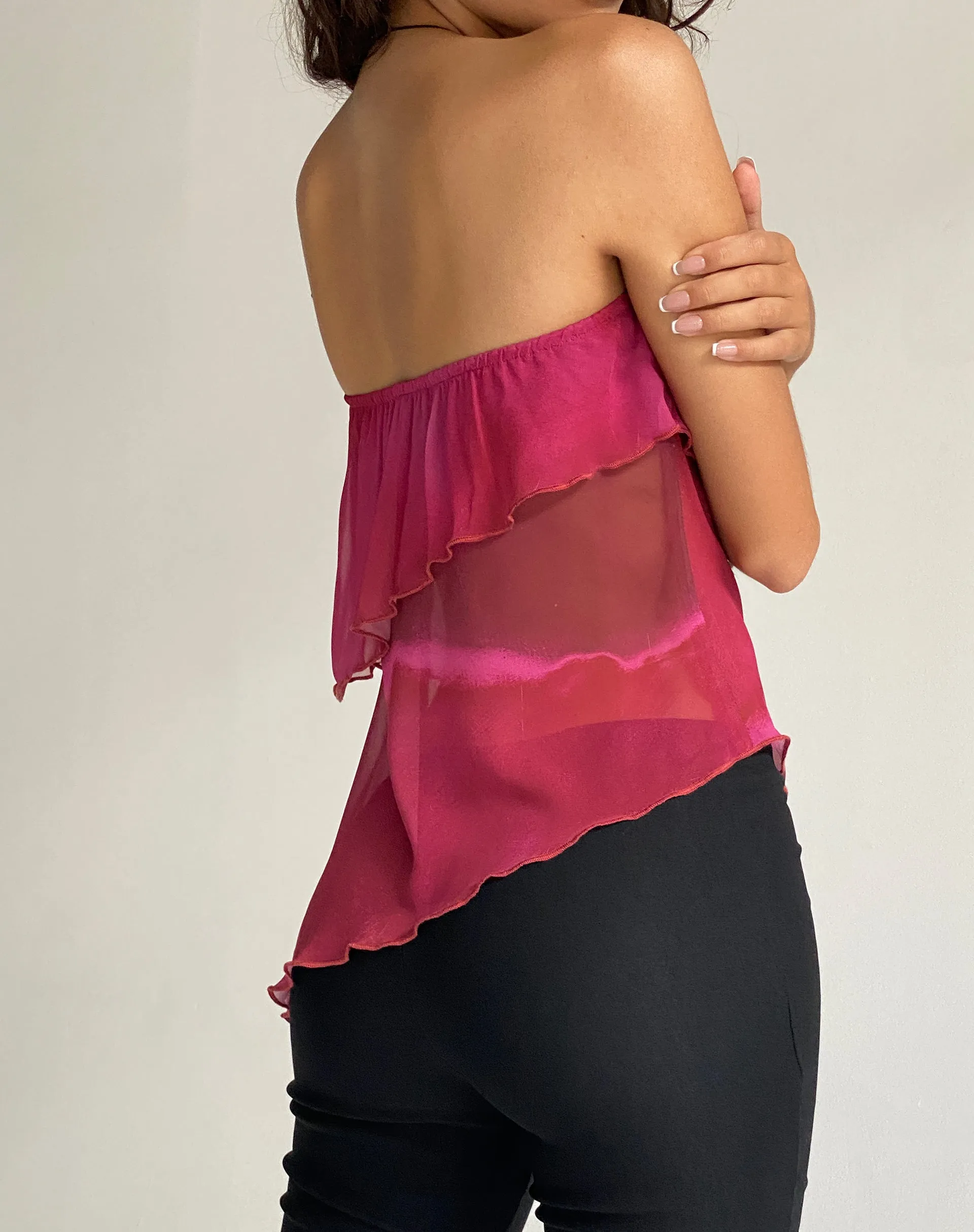 Joyce Longline Waterfall Tube Top in Plum Watercolour sold by Motel Rocks product image thumbnail 4