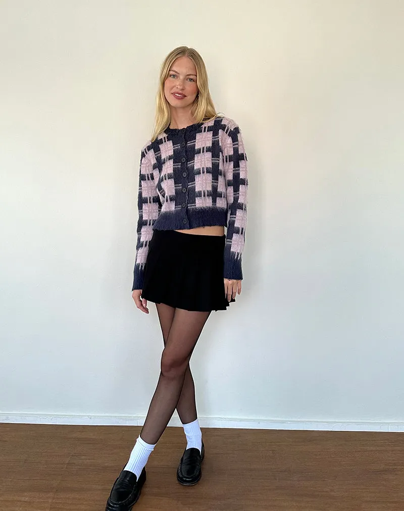 Anzio Button Up Cardigan In Multi Check Navy and Pink sold by Motel Rocks product image thumbnail 5