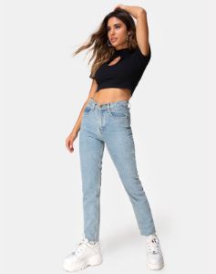 Jiso Crop Top in Black sold by Motel Rocks