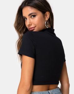 Jiso Crop Top in Black sold by Motel Rocks