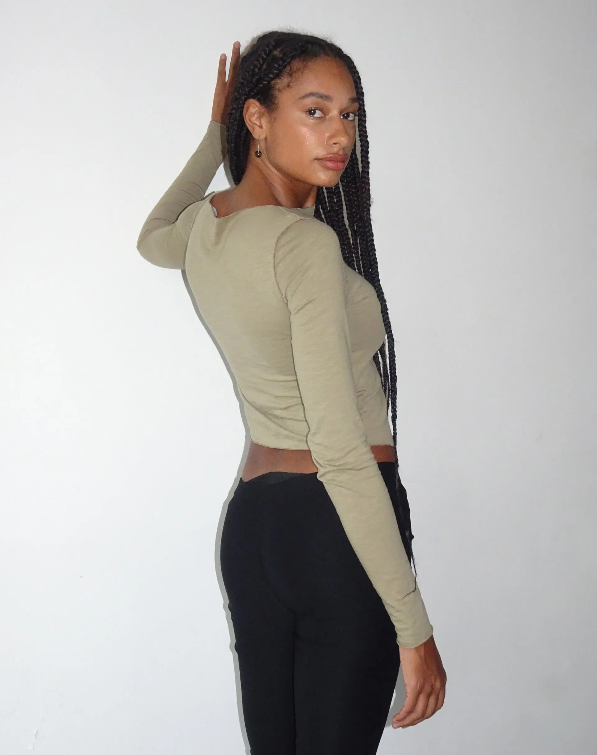 MOTEL X JACQUIE Fenrin Long Sleeve Butterfly Jersey Top in London Fog sold by Motel Rocks product image thumbnail 4