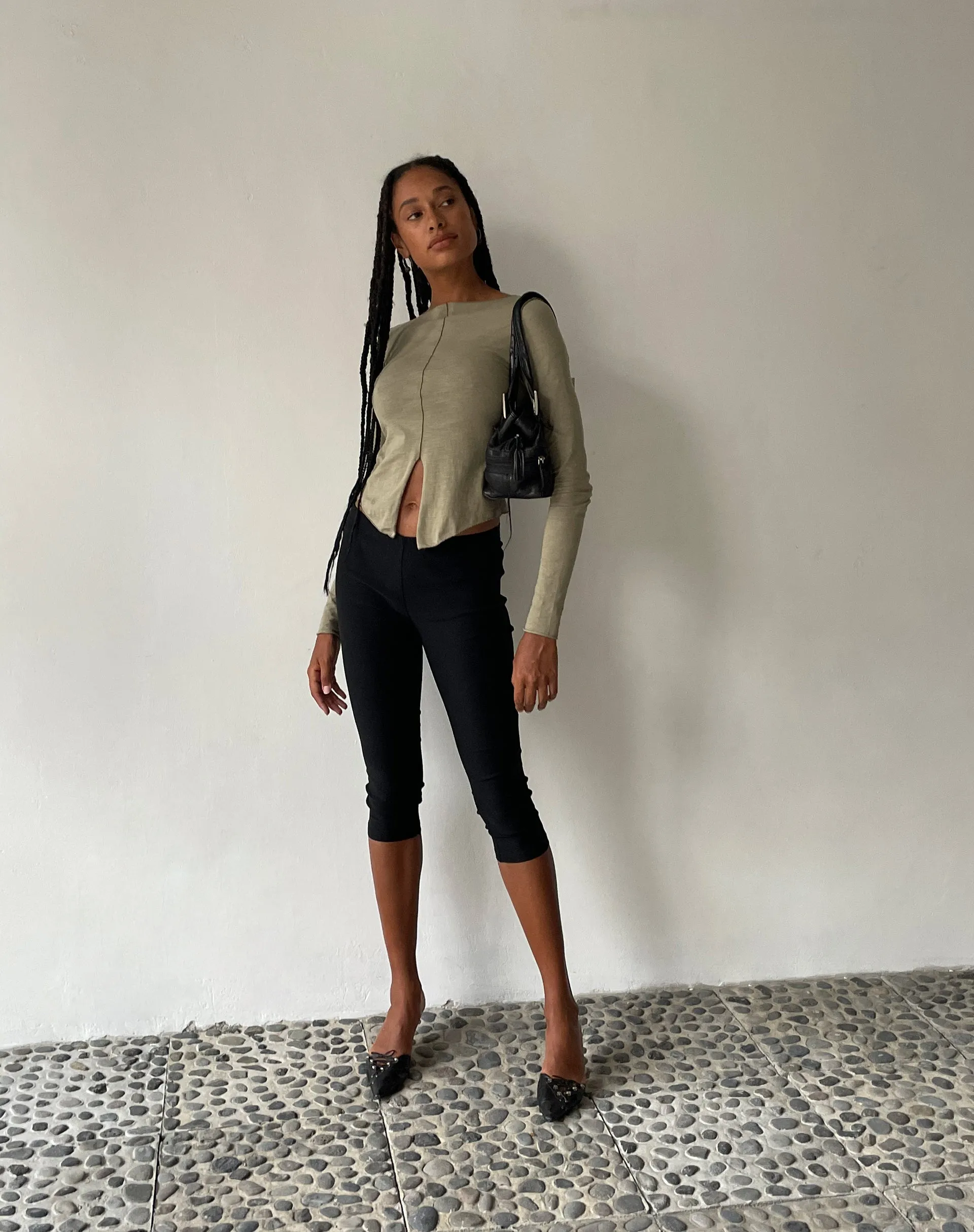 MOTEL X JACQUIE Fenrin Long Sleeve Butterfly Jersey Top in London Fog sold by Motel Rocks product image thumbnail 2