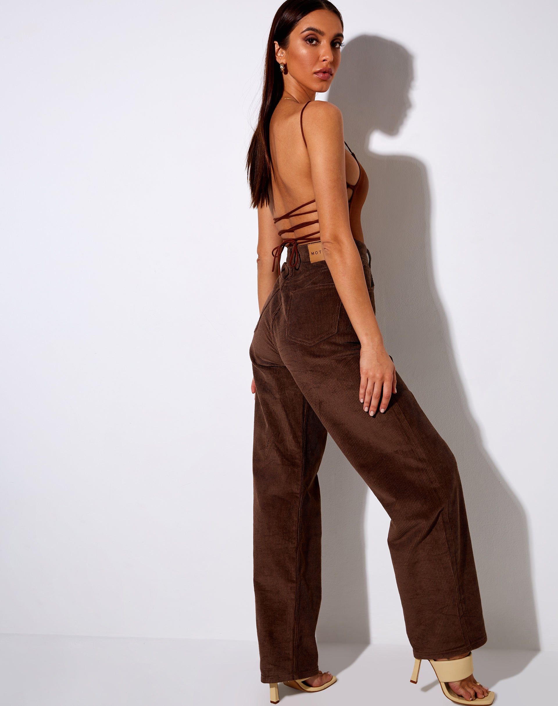 Ozka Crop Top in Satin Chocolate sold by Motel Rocks product image thumbnail 4