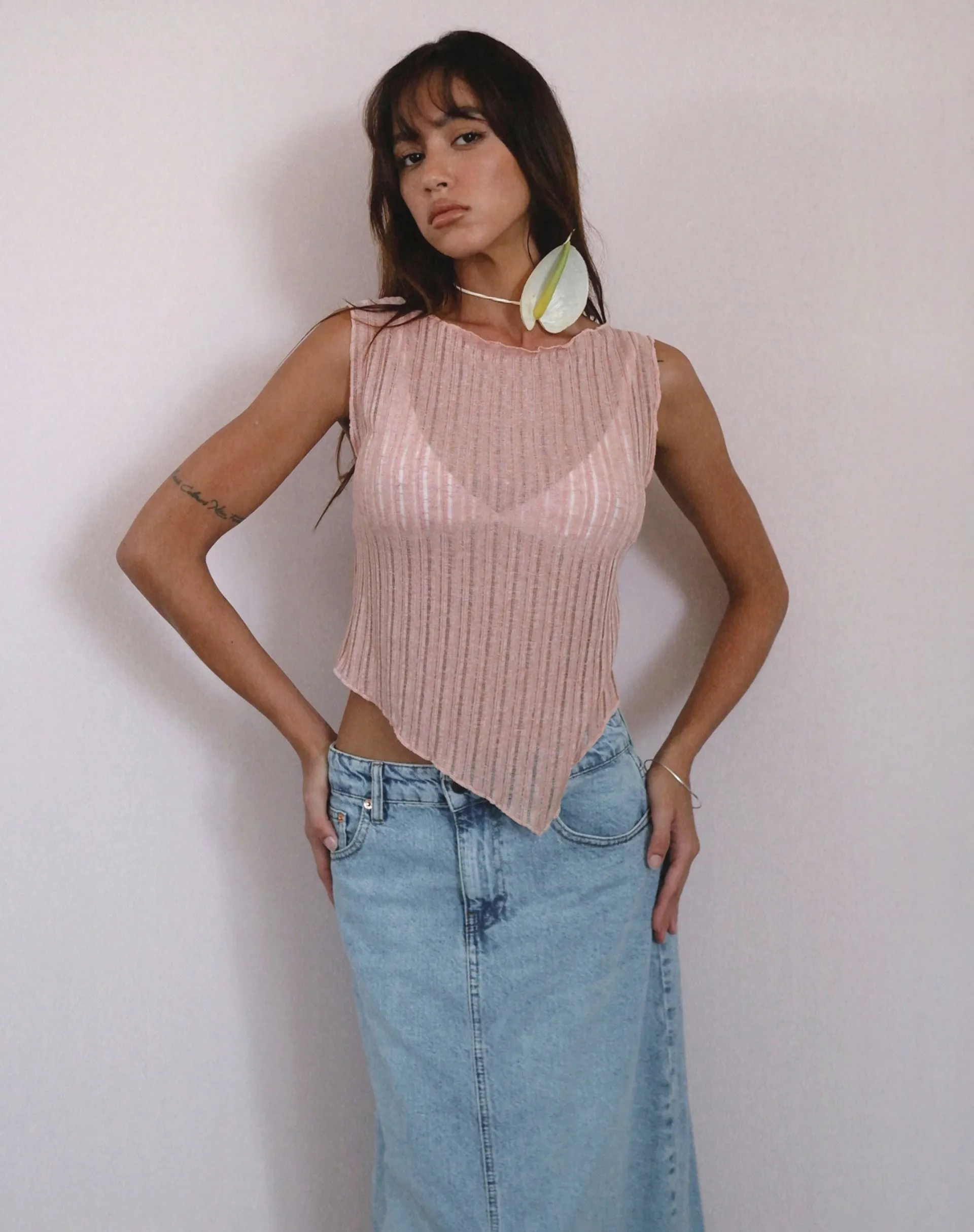 Etta Knitted Vest Top In Pink sold by Motel Rocks