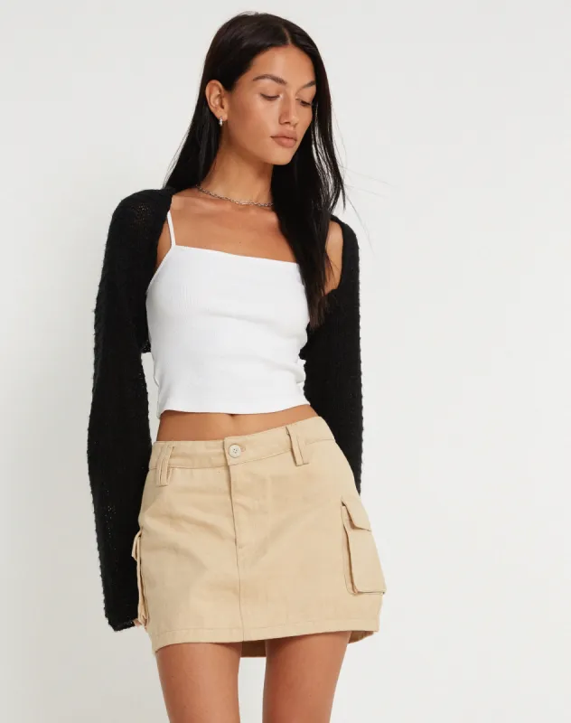 Jeng Mini Skirt in Twill Suede Tan sold by Motel Rocks