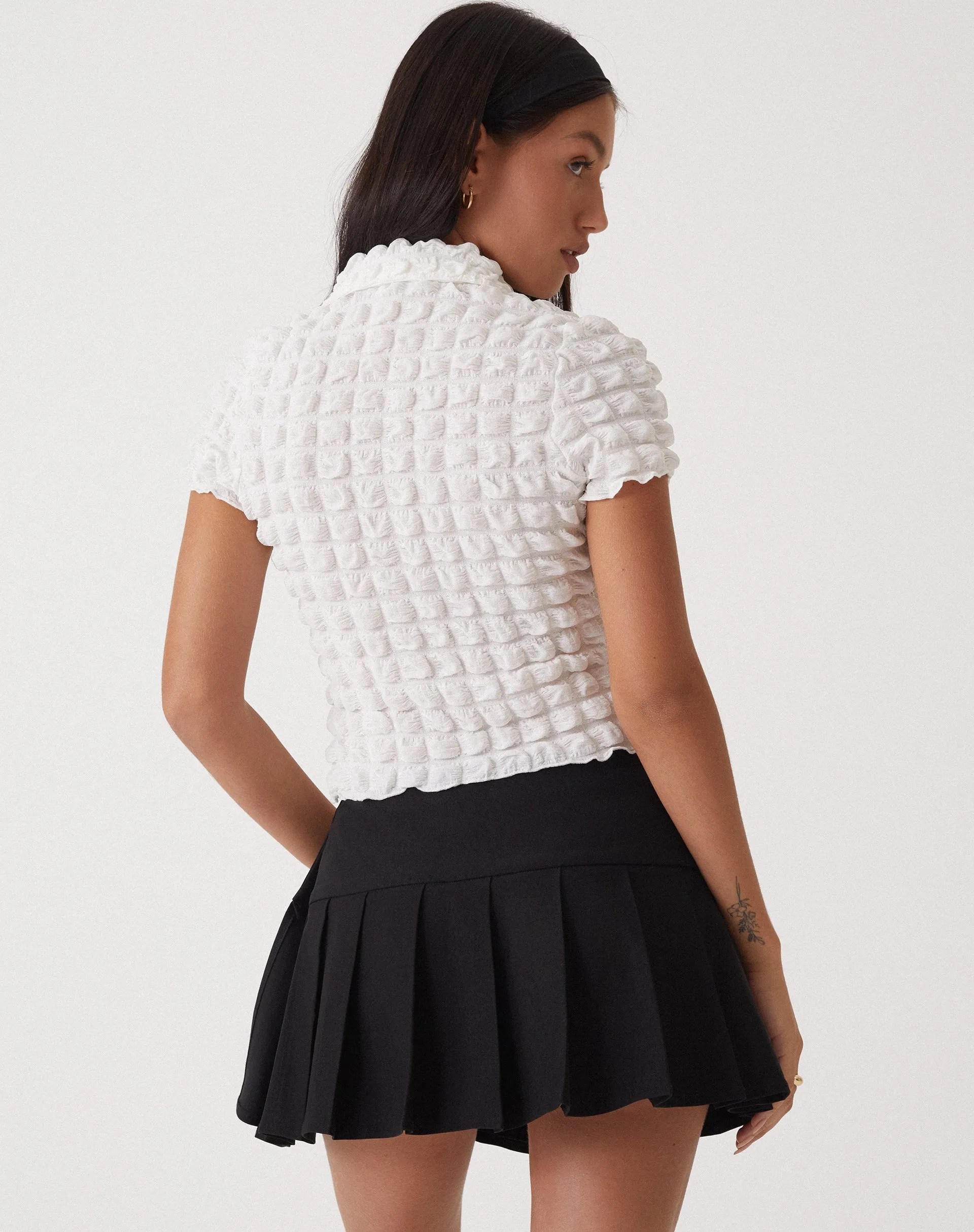 Motel X Olivia Neill Yejin Shirt in Bubble Jersey True White sold by Motel Rocks product image thumbnail 4