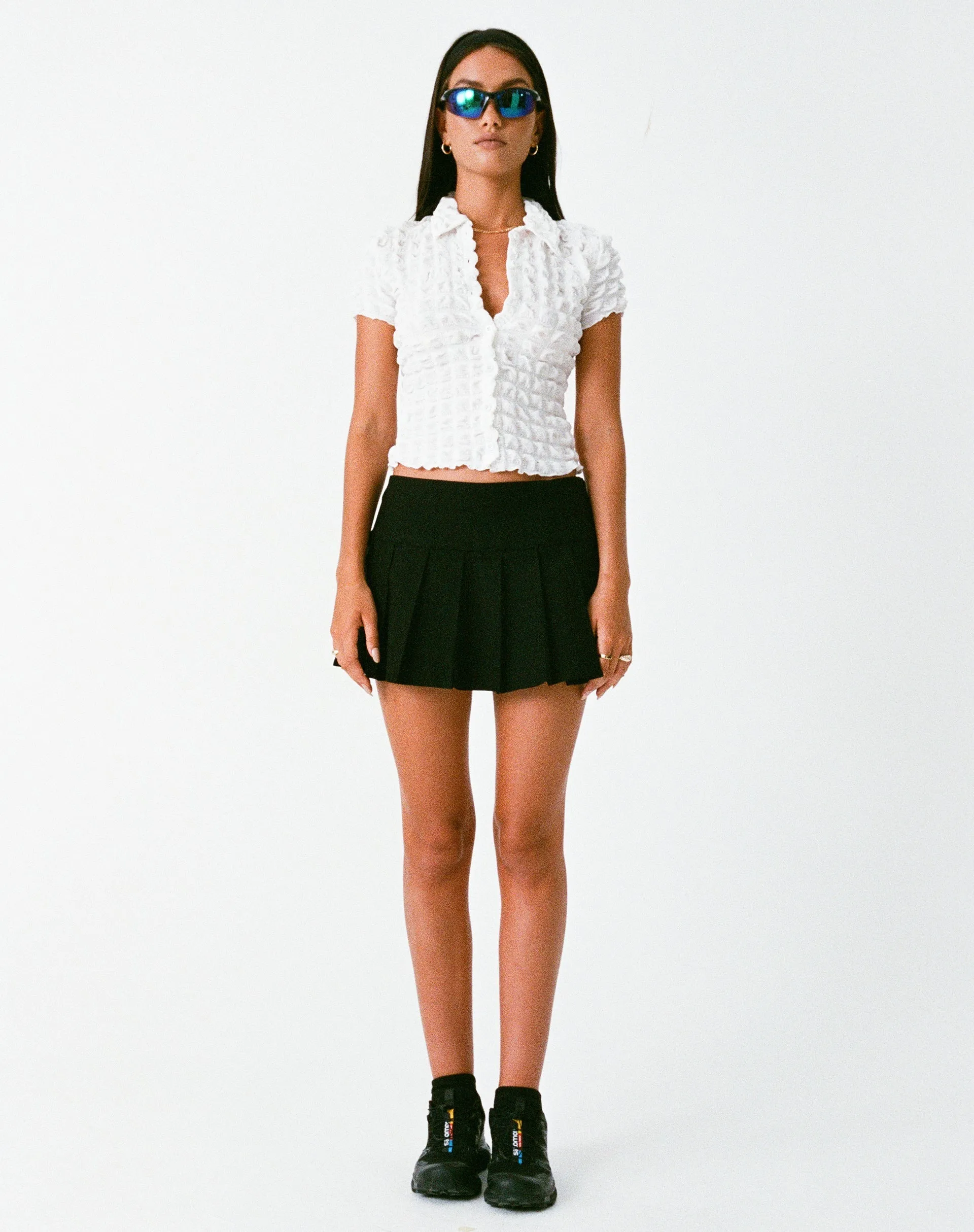 Motel X Olivia Neill Yejin Shirt in Bubble Jersey True White sold by Motel Rocks