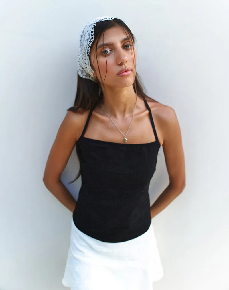Lintang Tie Back Top in Linen Black sold by Motel Rocks product image thumbnail 5