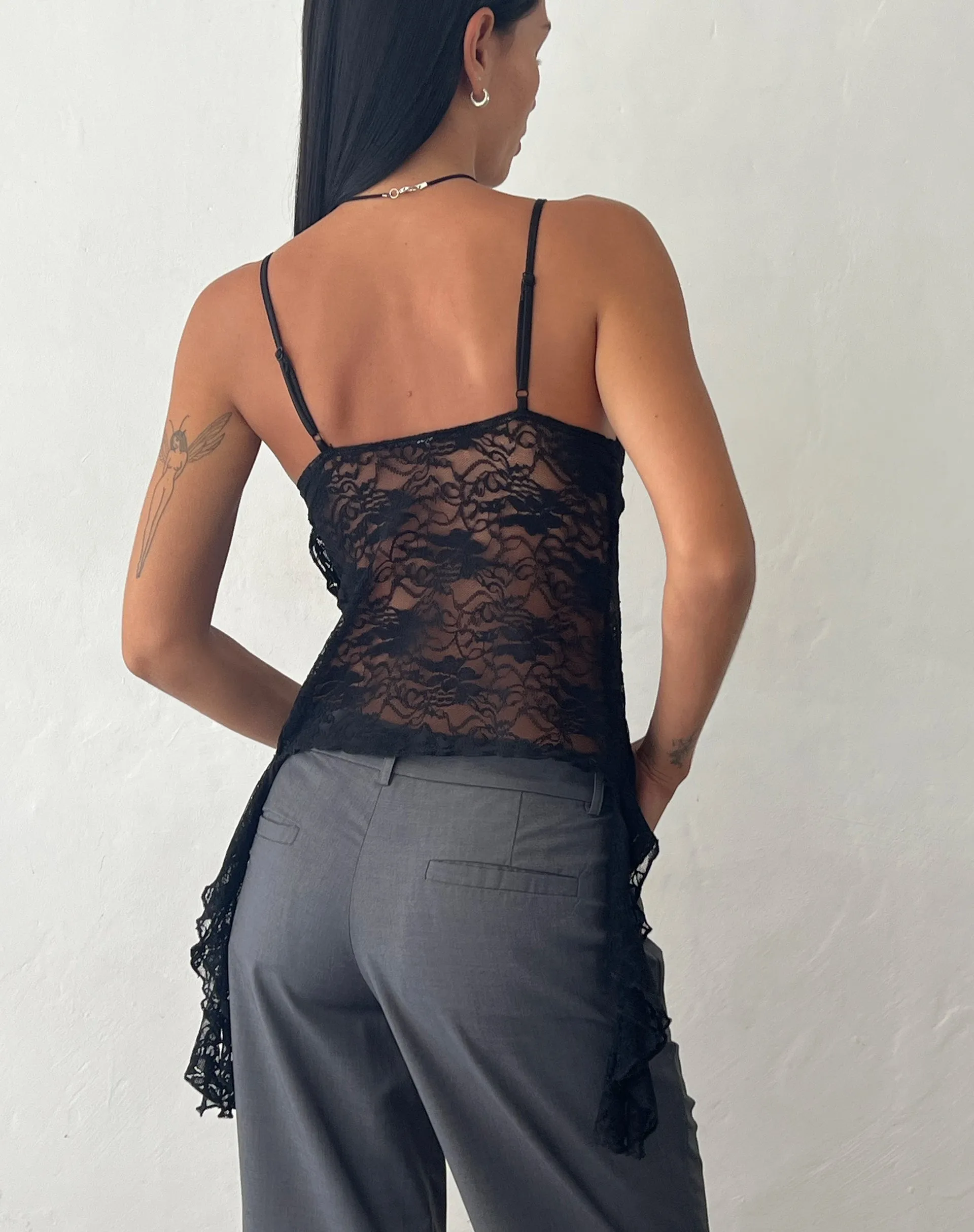 Daytona Ruffle Top in Lace Black sold by Motel Rocks product image thumbnail 4