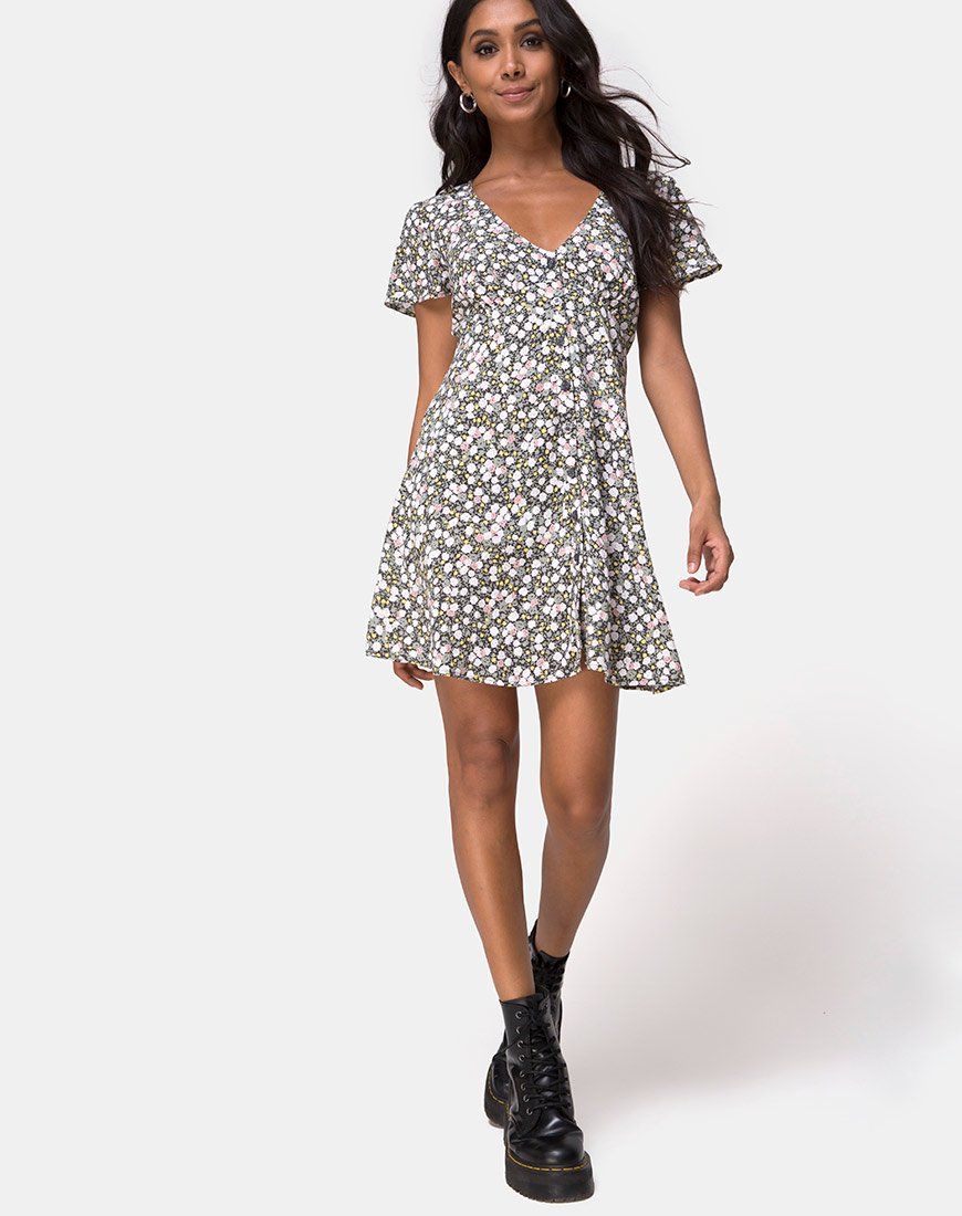 Sahara Tea Dress in Floral Field Olive sold by Motel Rocks product image thumbnail 4