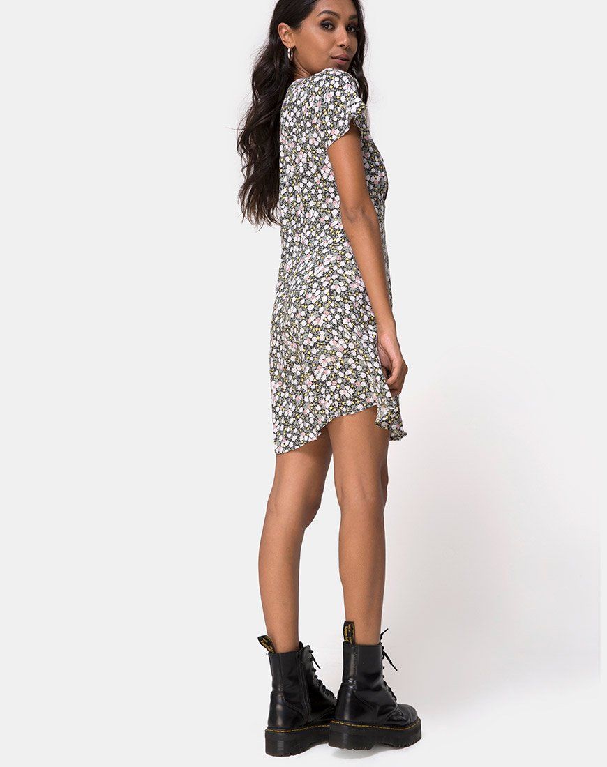 Sahara Tea Dress in Floral Field Olive sold by Motel Rocks product image thumbnail 5