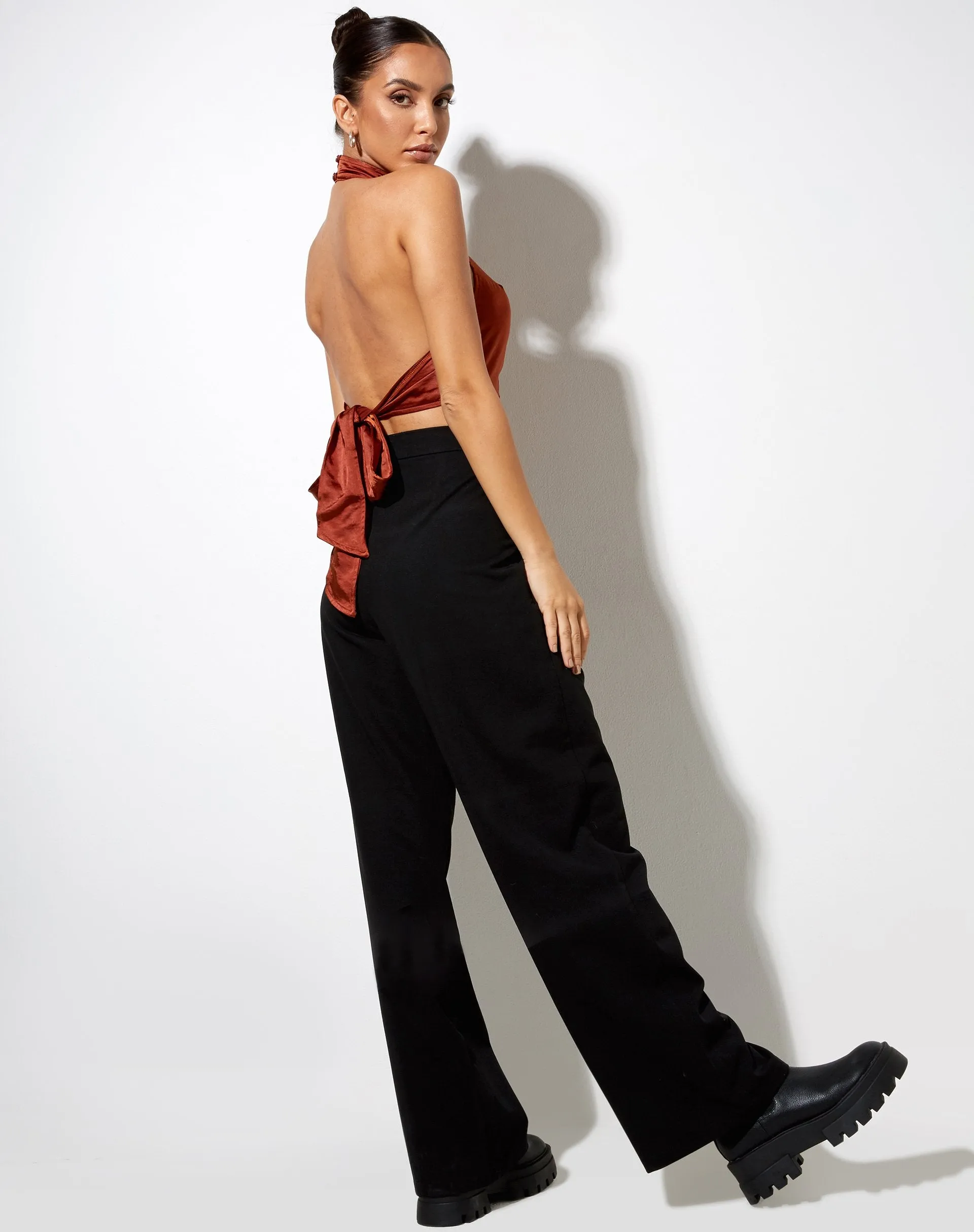 Noela Crop Top in Satin Brick sold by Motel Rocks product image thumbnail 4
