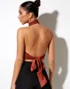 Noela Crop Top in Satin Brick sold by Motel Rocks