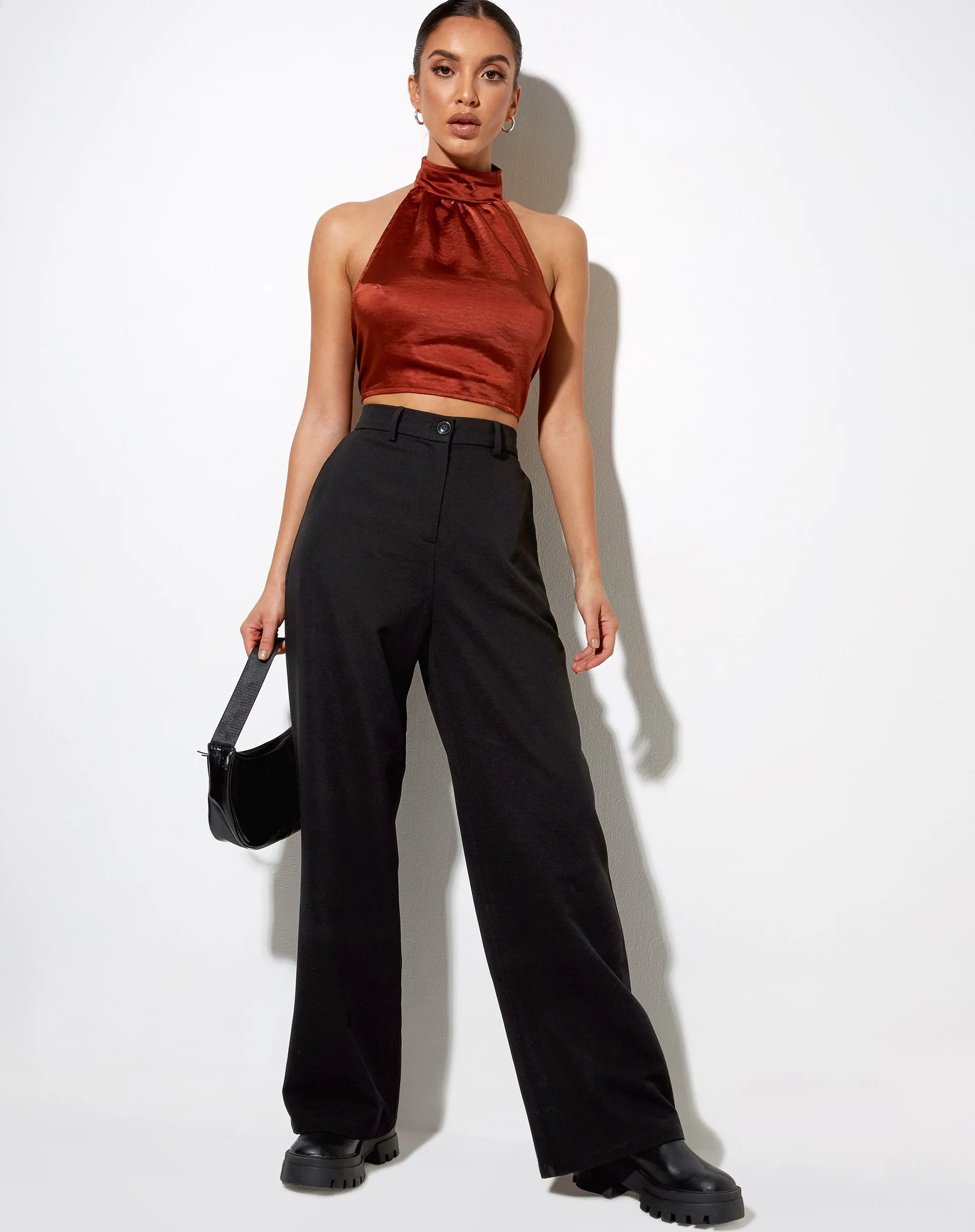 Noela Crop Top in Satin Brick sold by Motel Rocks product image thumbnail 3