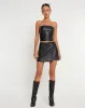 MOTEL X JACQUIE Rolo Mini Skirt in PU Black sold by Motel Rocks