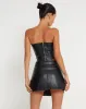 MOTEL X JACQUIE Rolo Mini Skirt in PU Black sold by Motel Rocks