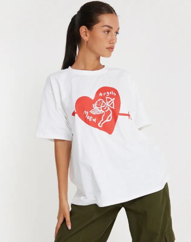 Oversize Basic Tee in White Motel Angel sold by Motel Rocks