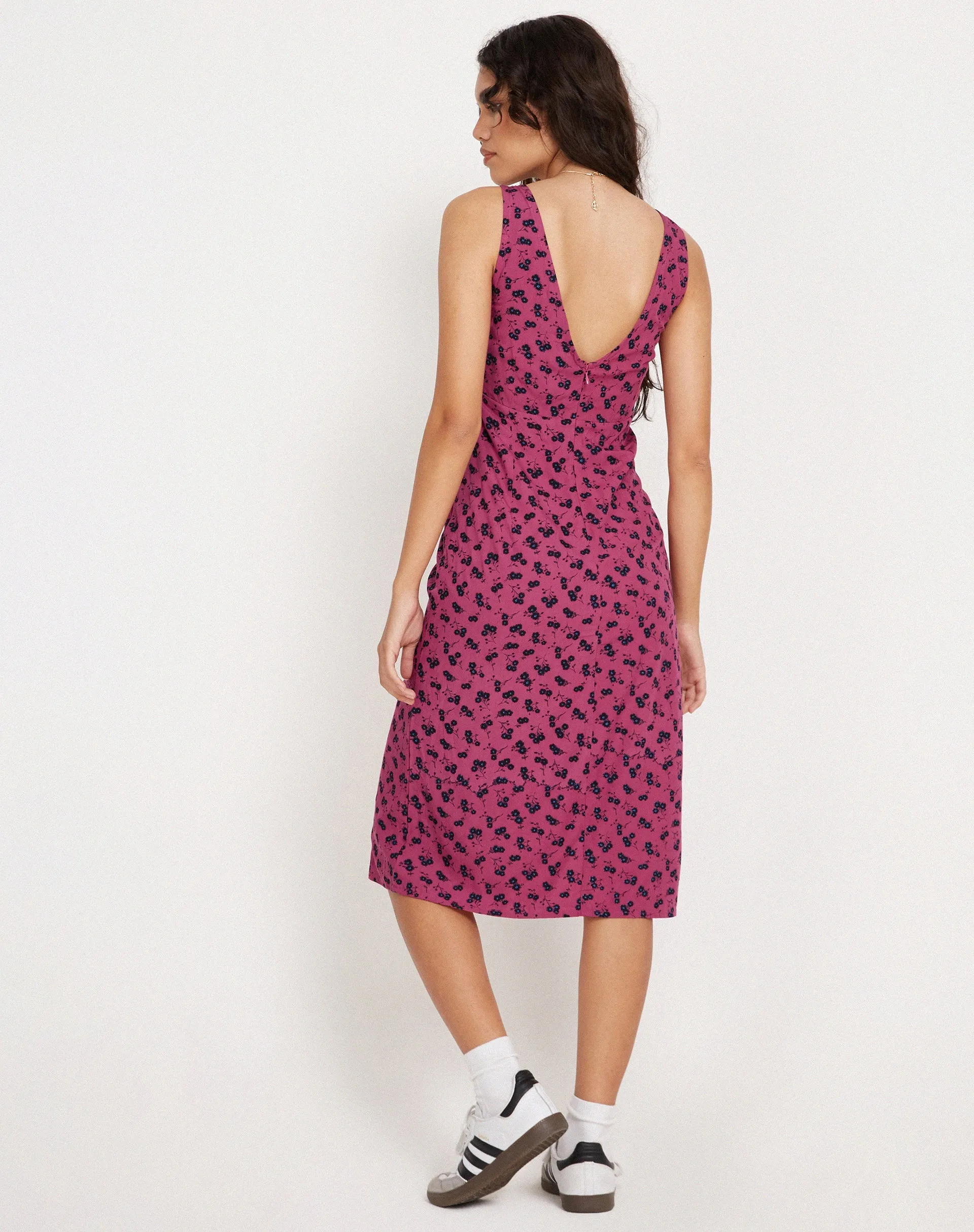 Lieva Midi Dress in Raspberry Floral sold by Motel Rocks product image thumbnail 4