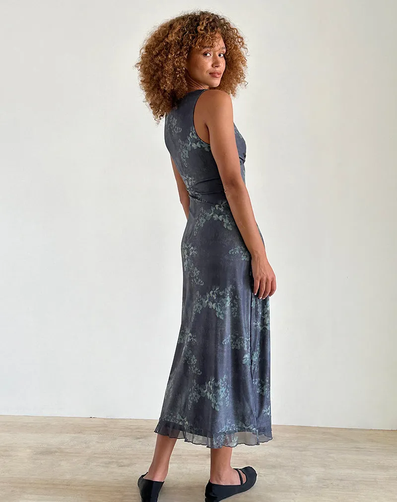 Gabriela Midi Dress in Faded Botanical Green sold by Motel Rocks product image thumbnail 4
