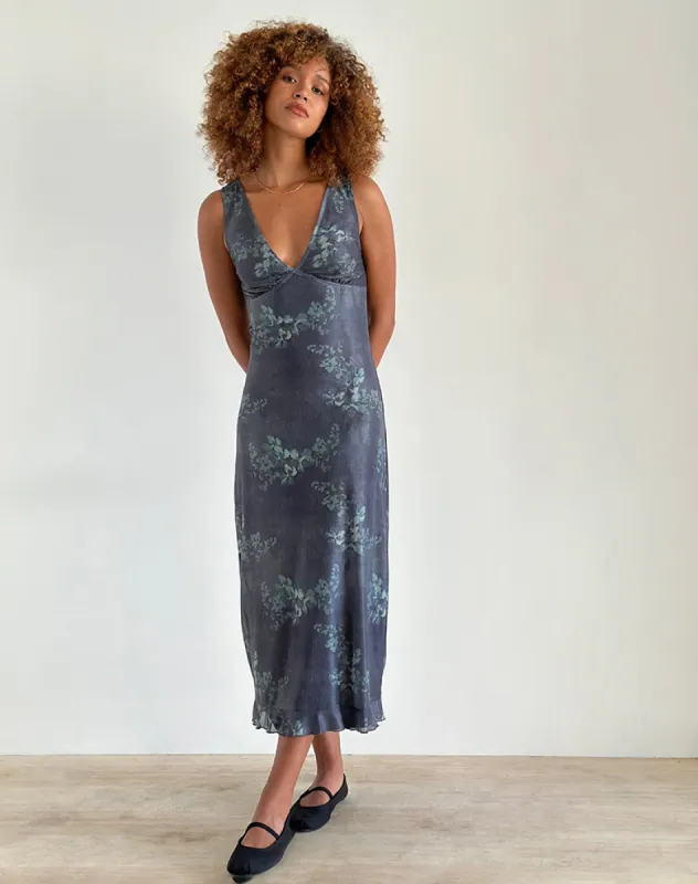 Gabriela Midi Dress in Faded Botanical Green sold by Motel Rocks