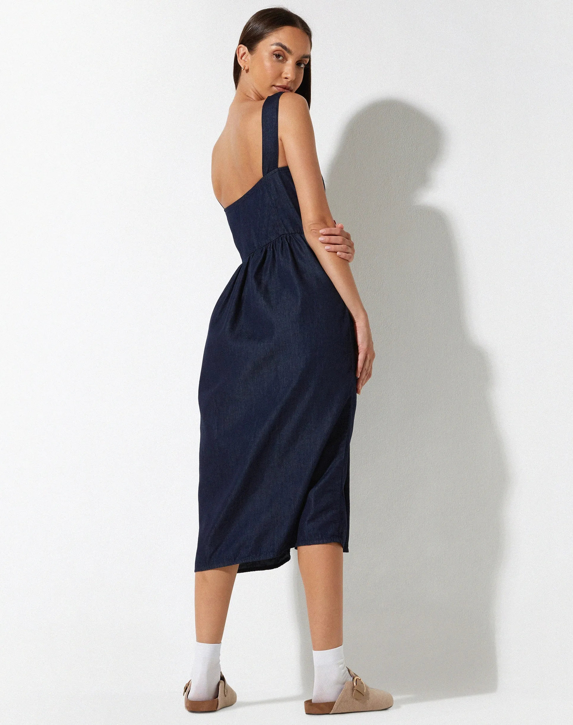 Doraya Midi Dress in Denim Blue Chambray sold by Motel Rocks product image thumbnail 2
