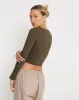 Bon Long Sleeve Top in Olive sold by Motel Rocks