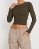 Bon Long Sleeve Top in Olive sold by Motel Rocks