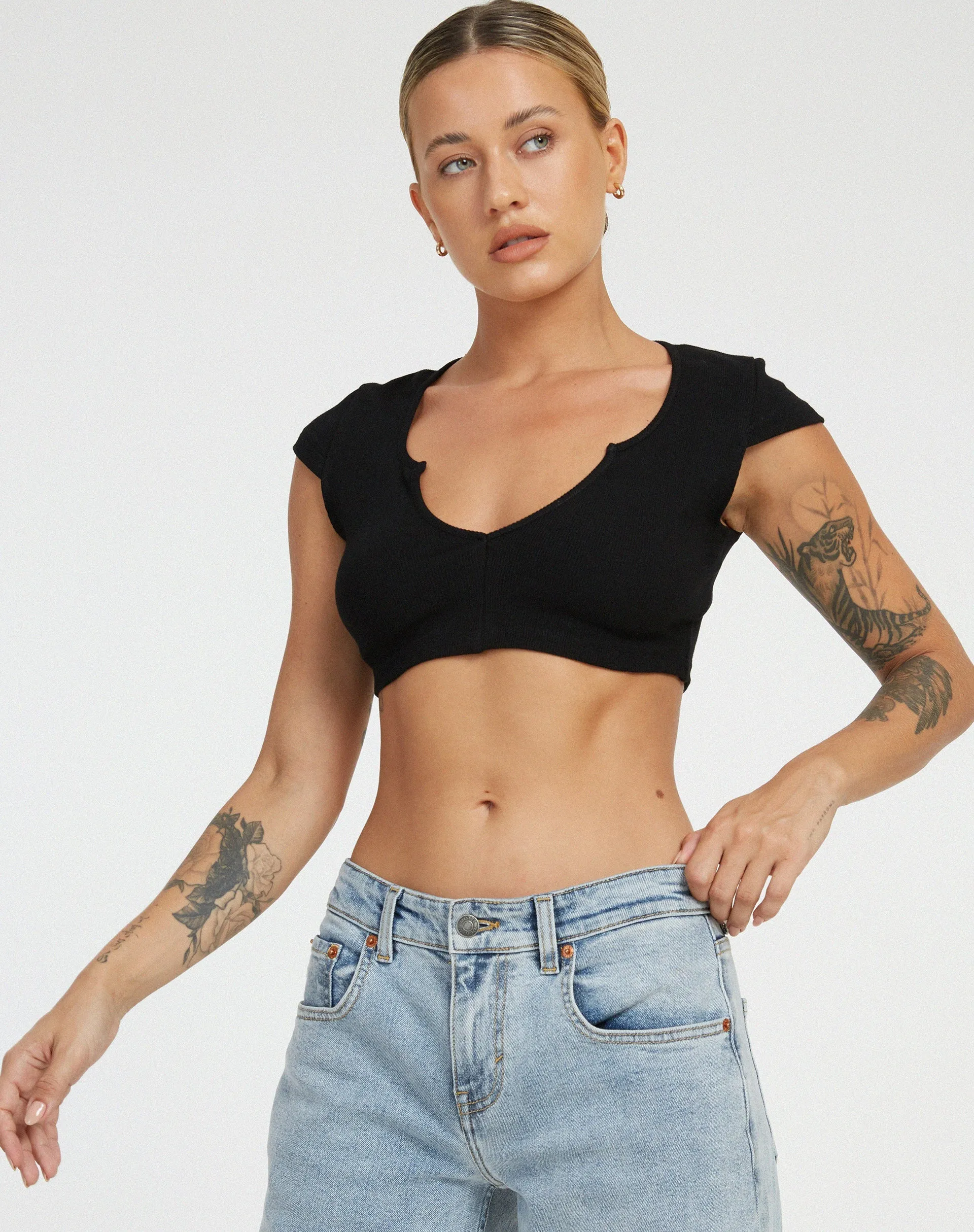 Guanna Crop Top in Black sold by Motel Rocks