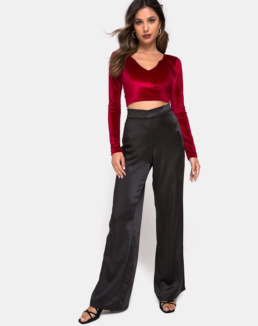 Guan Crop Top in Velvet Burgundy sold by Motel Rocks product image thumbnail 3