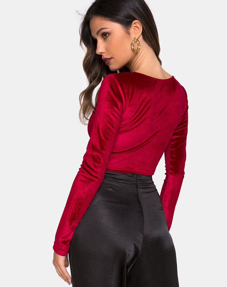 Guan Crop Top in Velvet Burgundy sold by Motel Rocks product image thumbnail 2