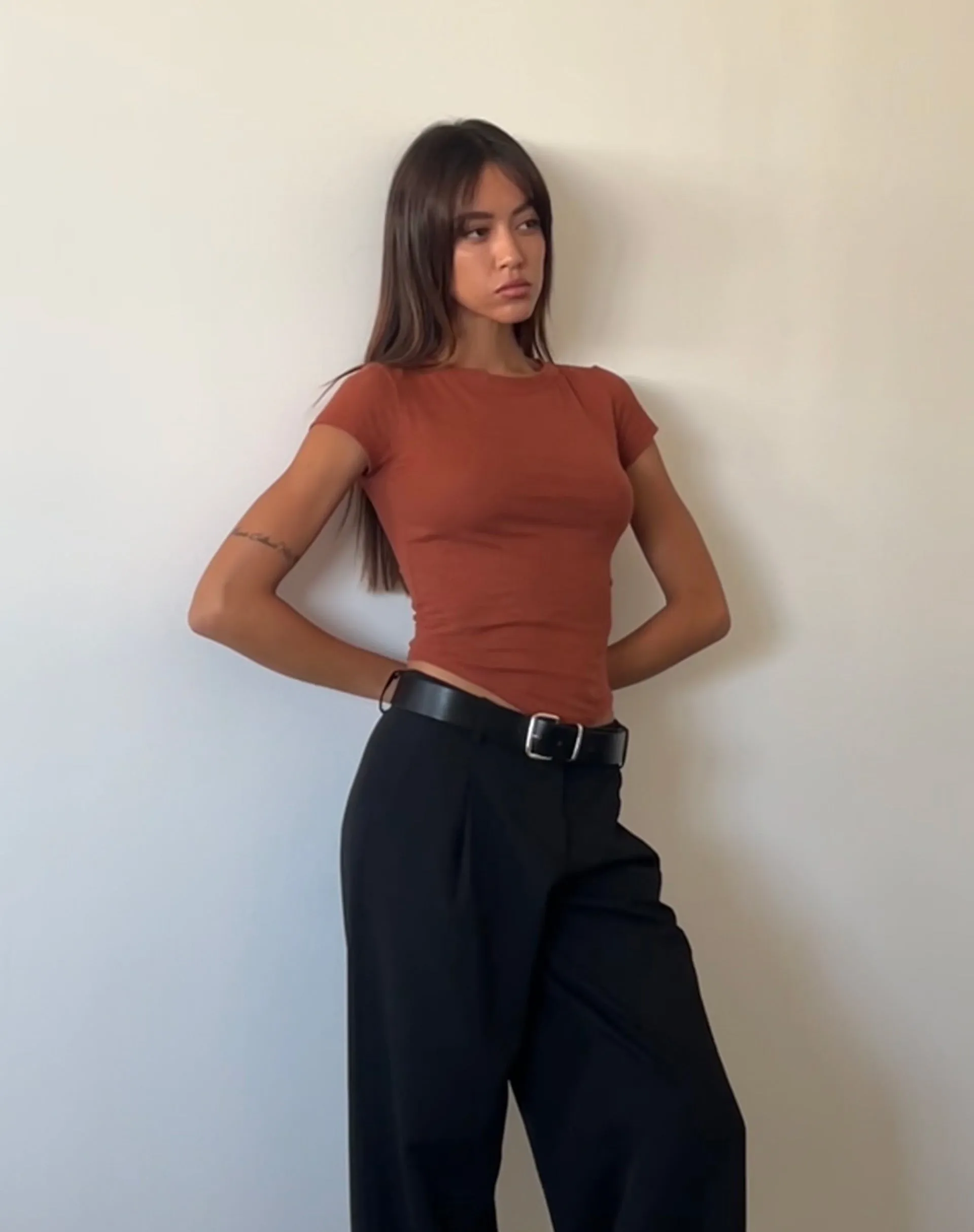 Jojes Jersey Tee in Spice Orange sold by Motel Rocks